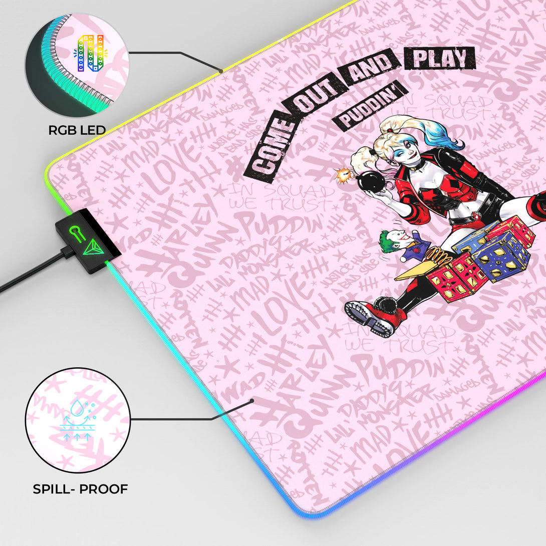Cybeart Harley Quinn Gaming Mouse Pad - Large 450mm RGB