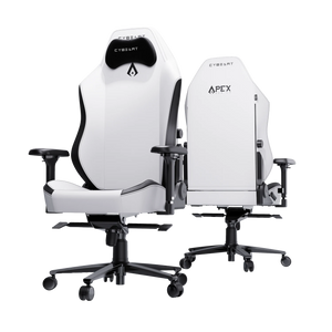 Cybeart Apex Series - Arctic White Gaming Chair, front and rear three-quarter view