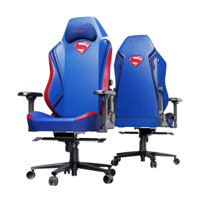 Cybeart Superman Gaming Chair, front and rear three-quarter view