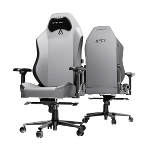 Cybeart Apex Series - X11 Gray Gaming Chair, front and rear three-quarter view