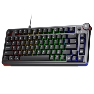 Cybeart Nighthawk 75 Lite Black gaming keyboard, angled view