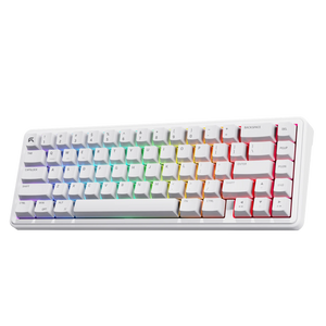 Cybeart Akula 65 White gaming keyboard, angled view