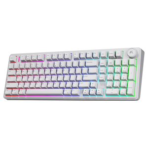 Cybeart Akula 99 White gaming keyboard, angled view