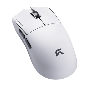 Cybeart Artemis White gaming mouse, angled view
