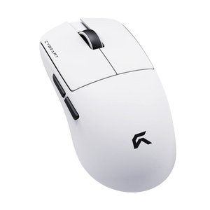 Cybeart Xeus White gaming mouse, angled view