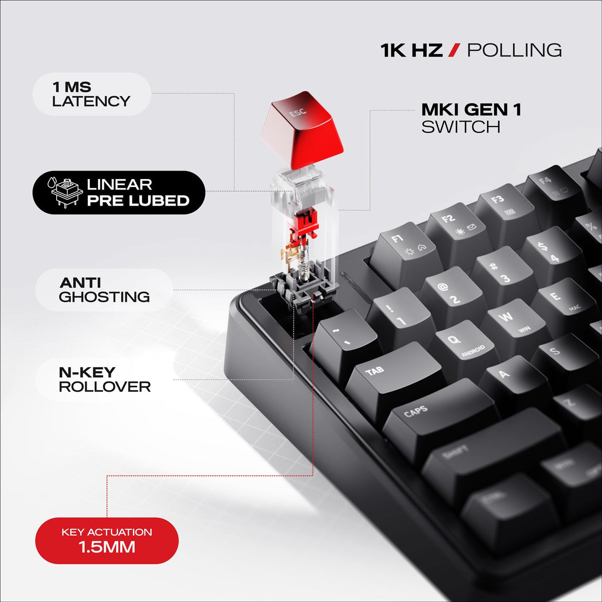 Akula 99 | Compact Full-Size Tri-Mode Gaming Keyboard