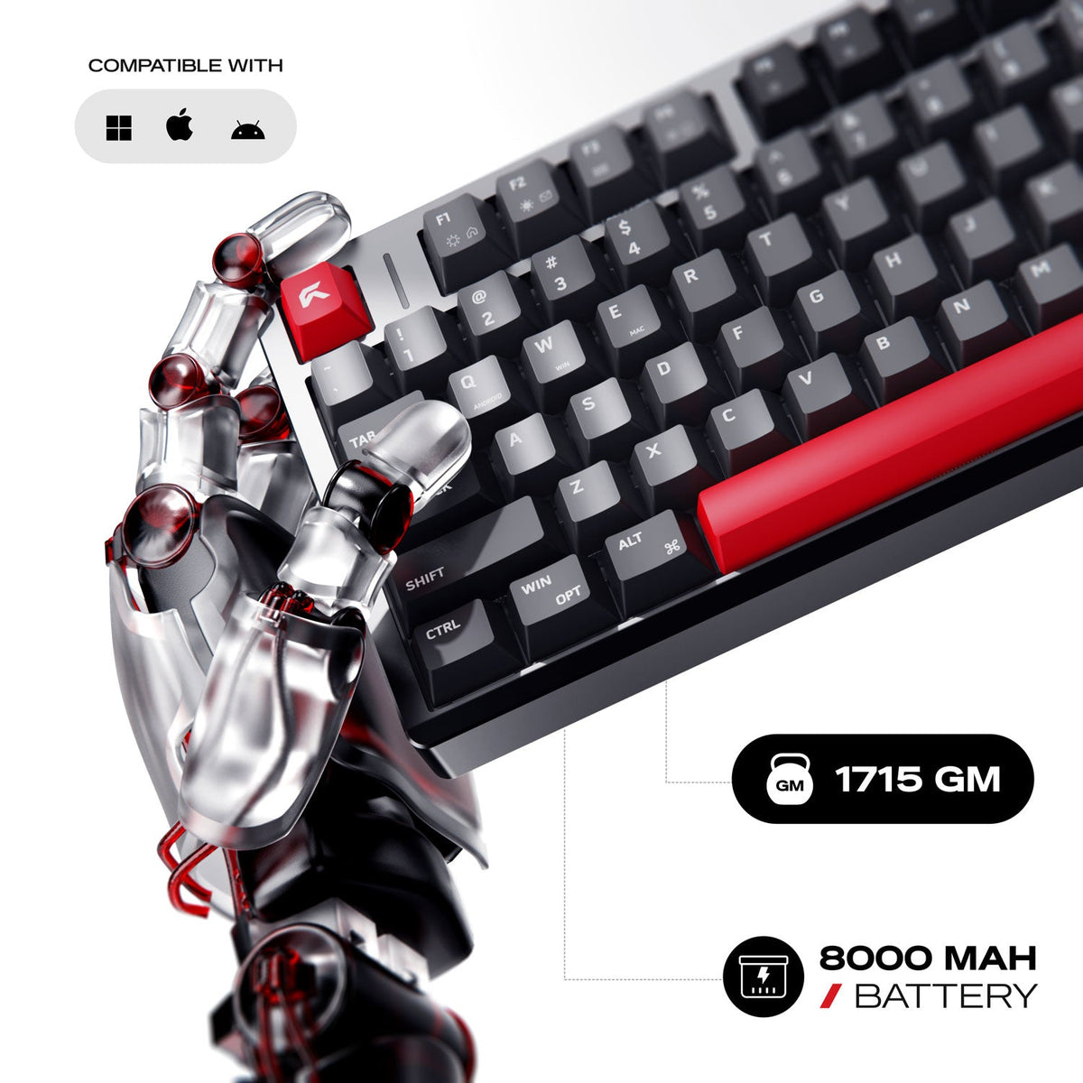 X75 Rhino | TKL CNC Aluminium Tri-Mode  Gaming Keyboard