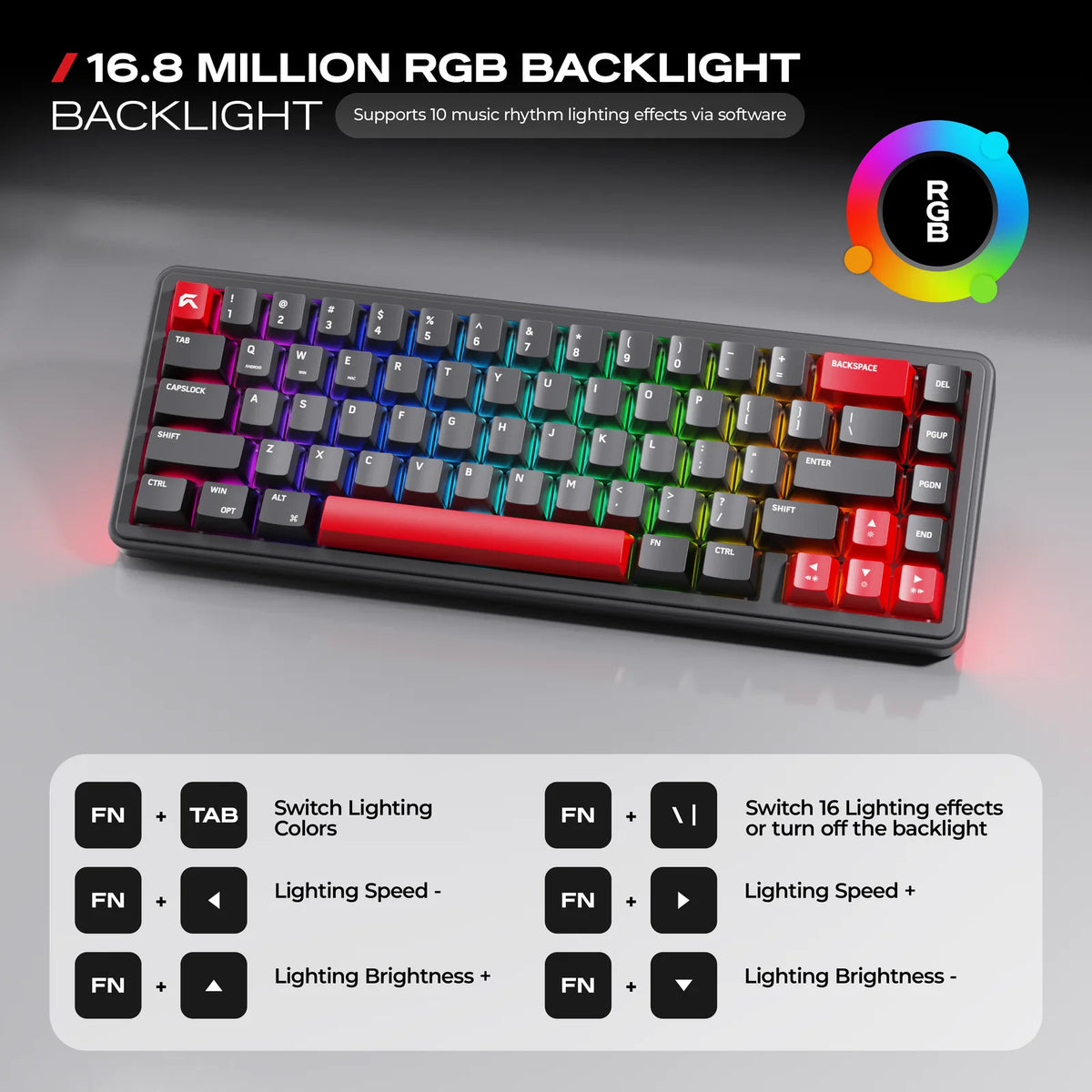 Addressable RGB: Up to 200 hours on the 4000 mAh battery with the lights off, 25 hours with them on.