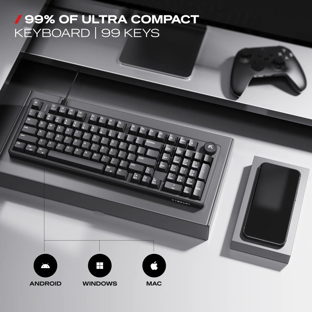 99 Keys and a Knob: The numpad in a compact footprint, with full NKRO and 1000 Hz polling.