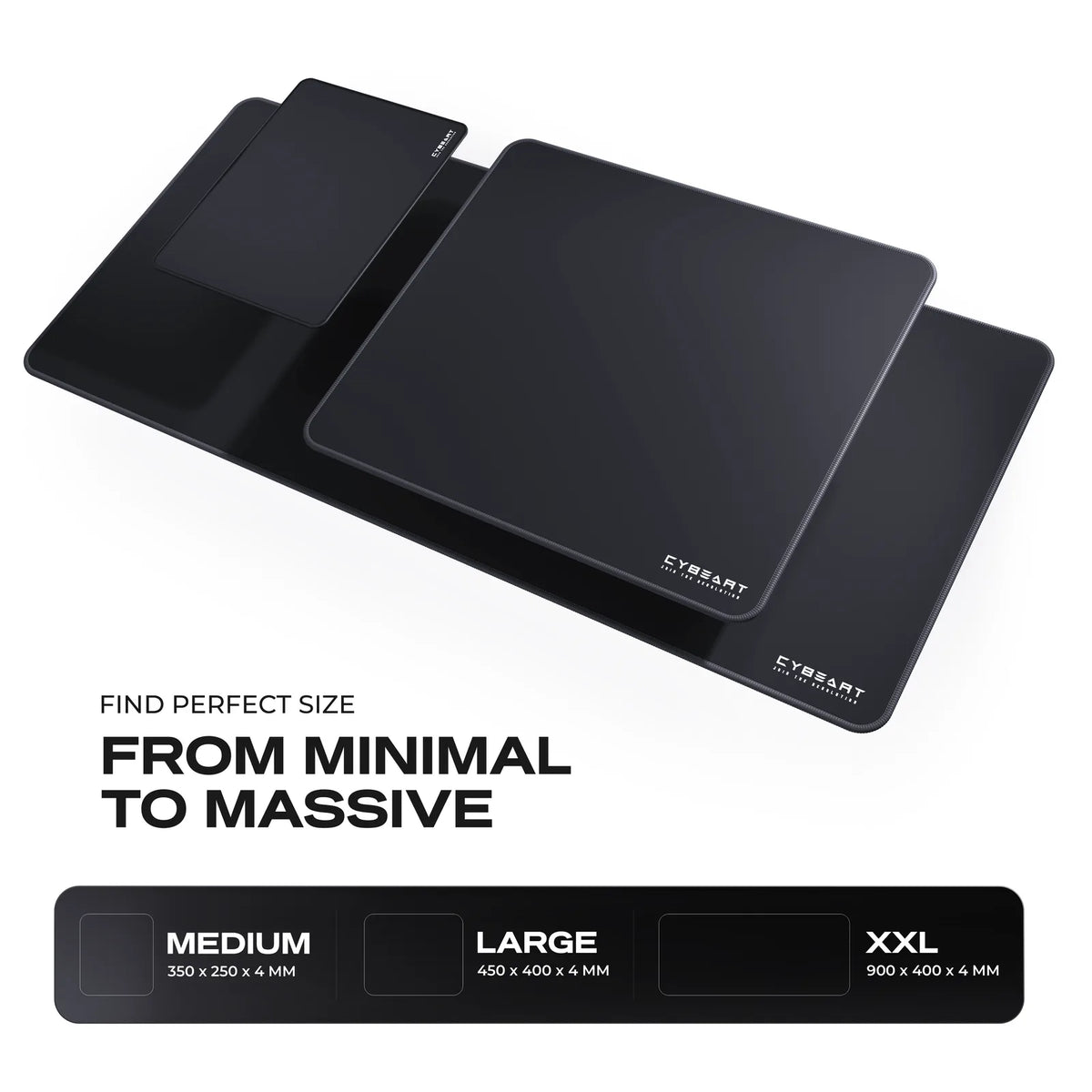 Pick a Size: XXL 900 × 400 mm and Large 450 × 400 mm, with Medium 300 × 250 mm in the Ghost Edition only.