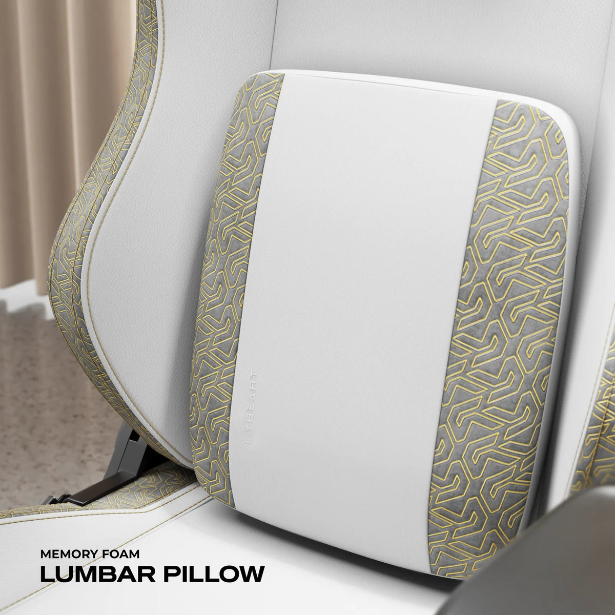 Memory-Foam Lumbar Pillow: It sits over a lumbar arch built into the backrest.