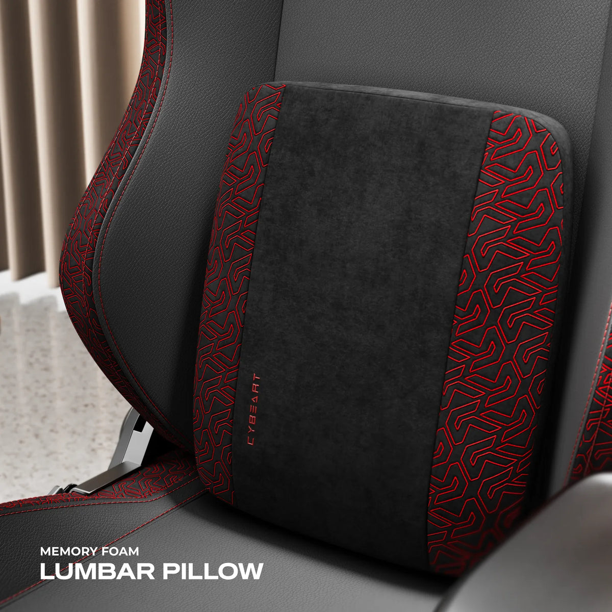 Memory-Foam Lumbar Pillow: It sits over a lumbar arch built into the backrest.