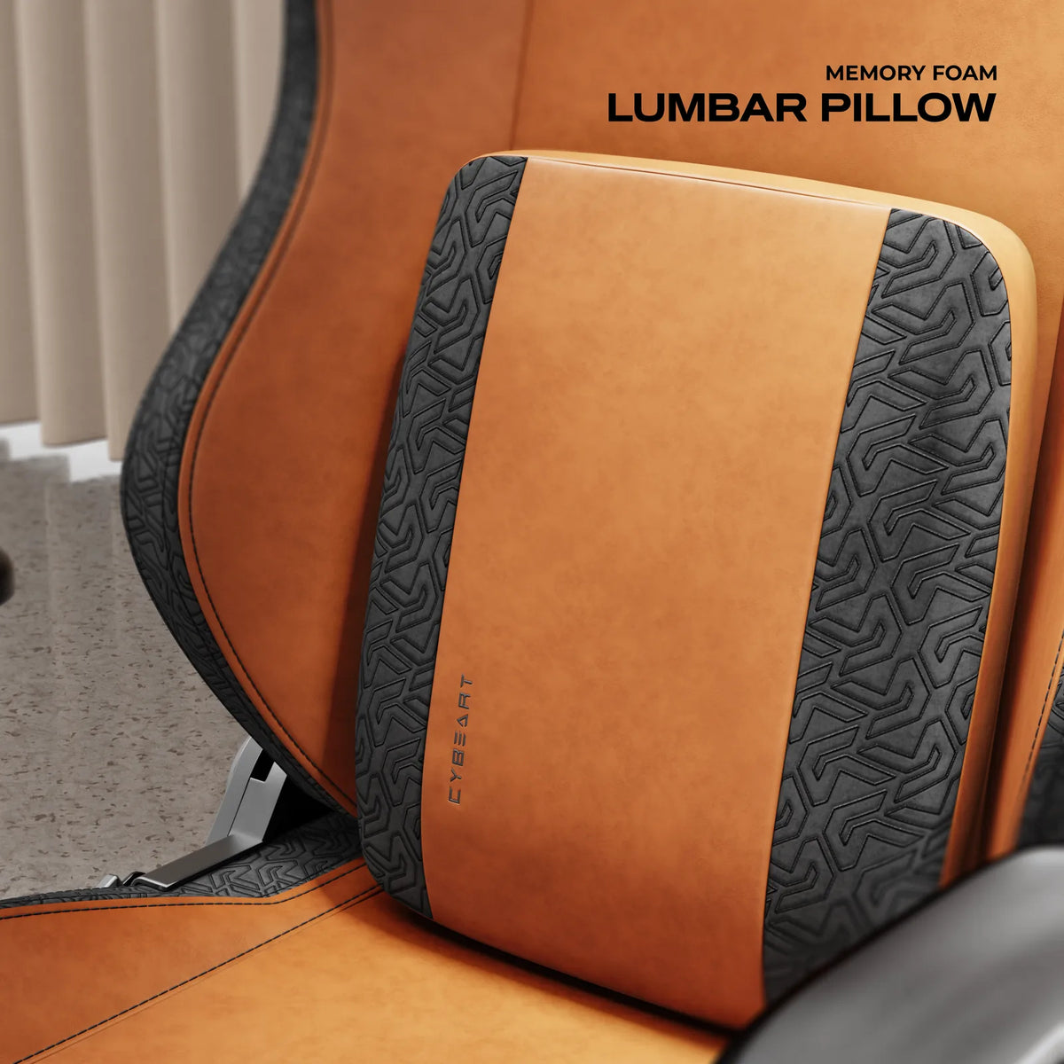 Memory-Foam Lumbar Pillow: It sits over a lumbar arch built into the backrest.