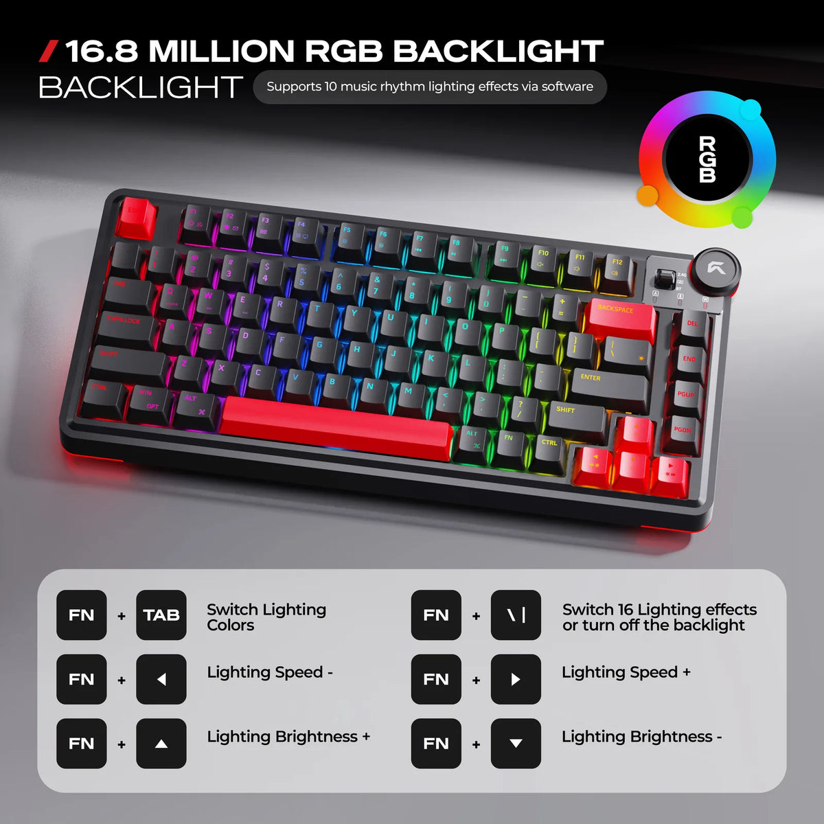 Addressable RGB: Up to 266 hours on the 4000 mAh battery with the lights off, 22 hours with them on.