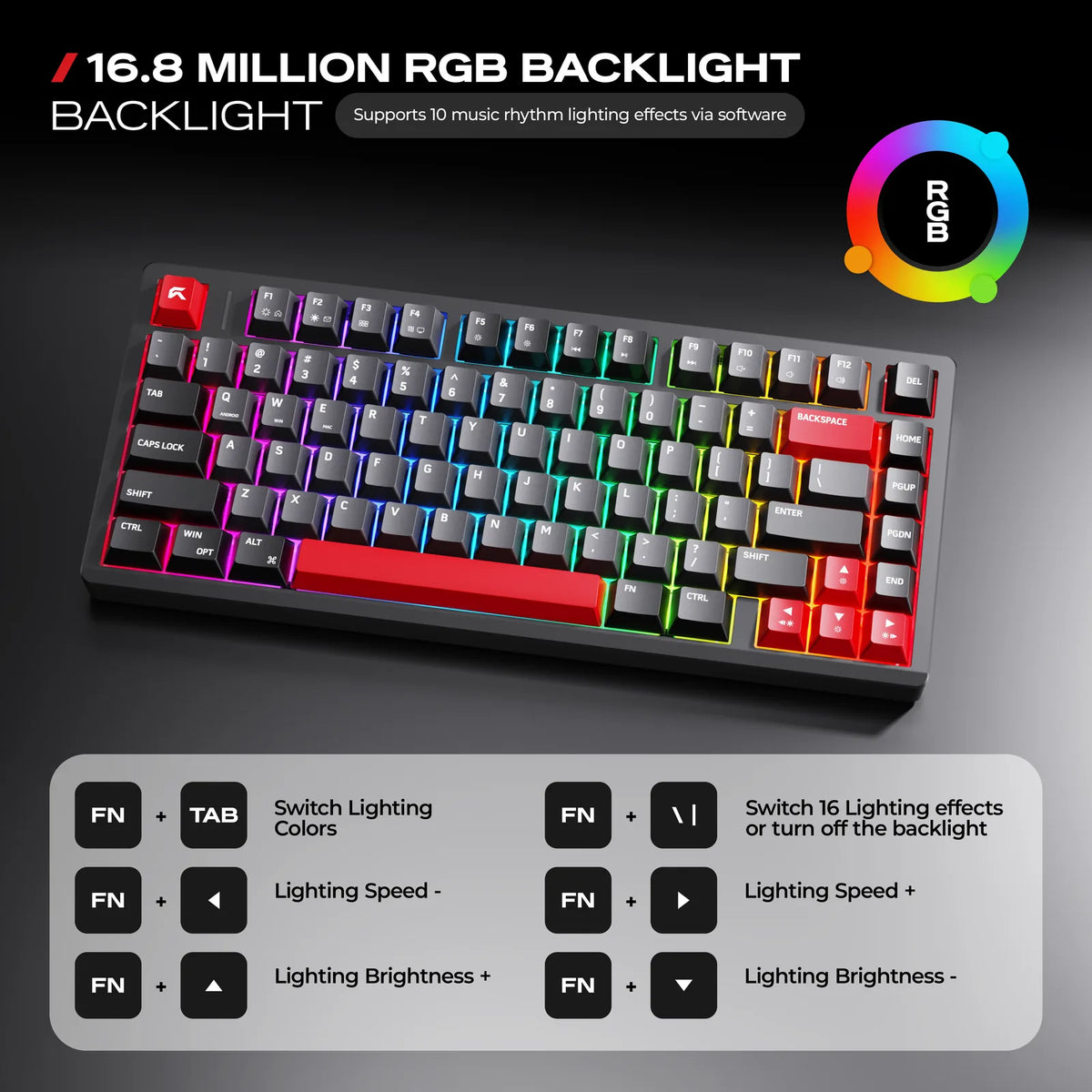 Addressable RGB: Up to 500 hours on the 8000 mAh battery with the lights off, 40 hours with them on.
